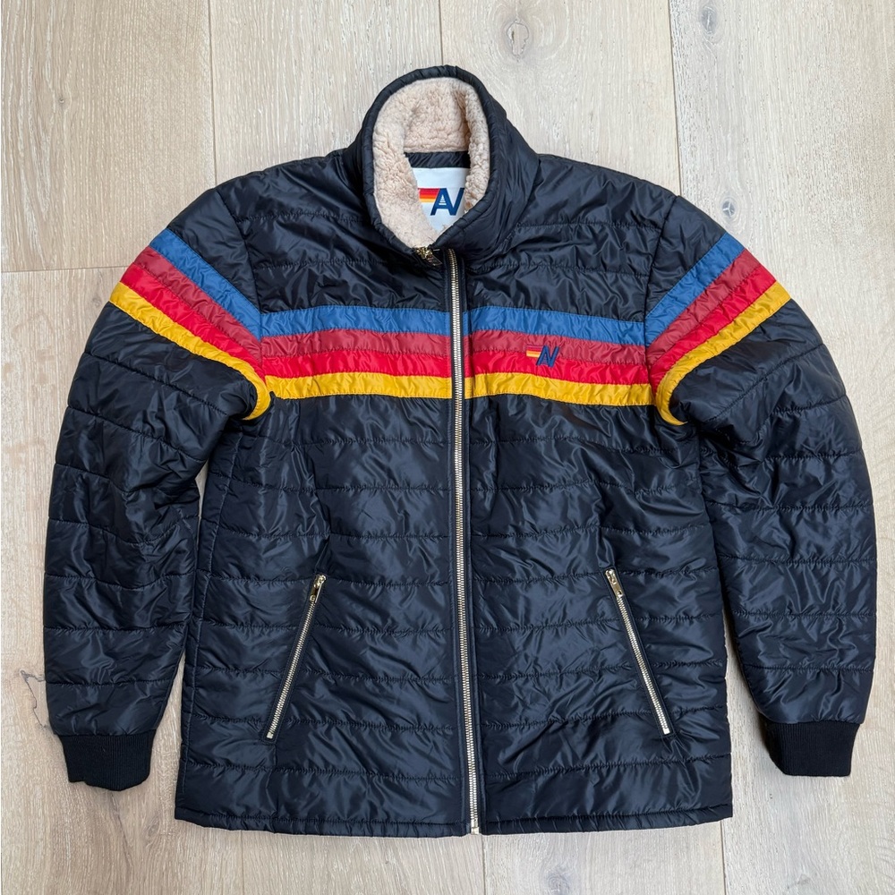 Men’s Aviator Nation 4 Stripe Rainbow Sleeve Jacket Size L